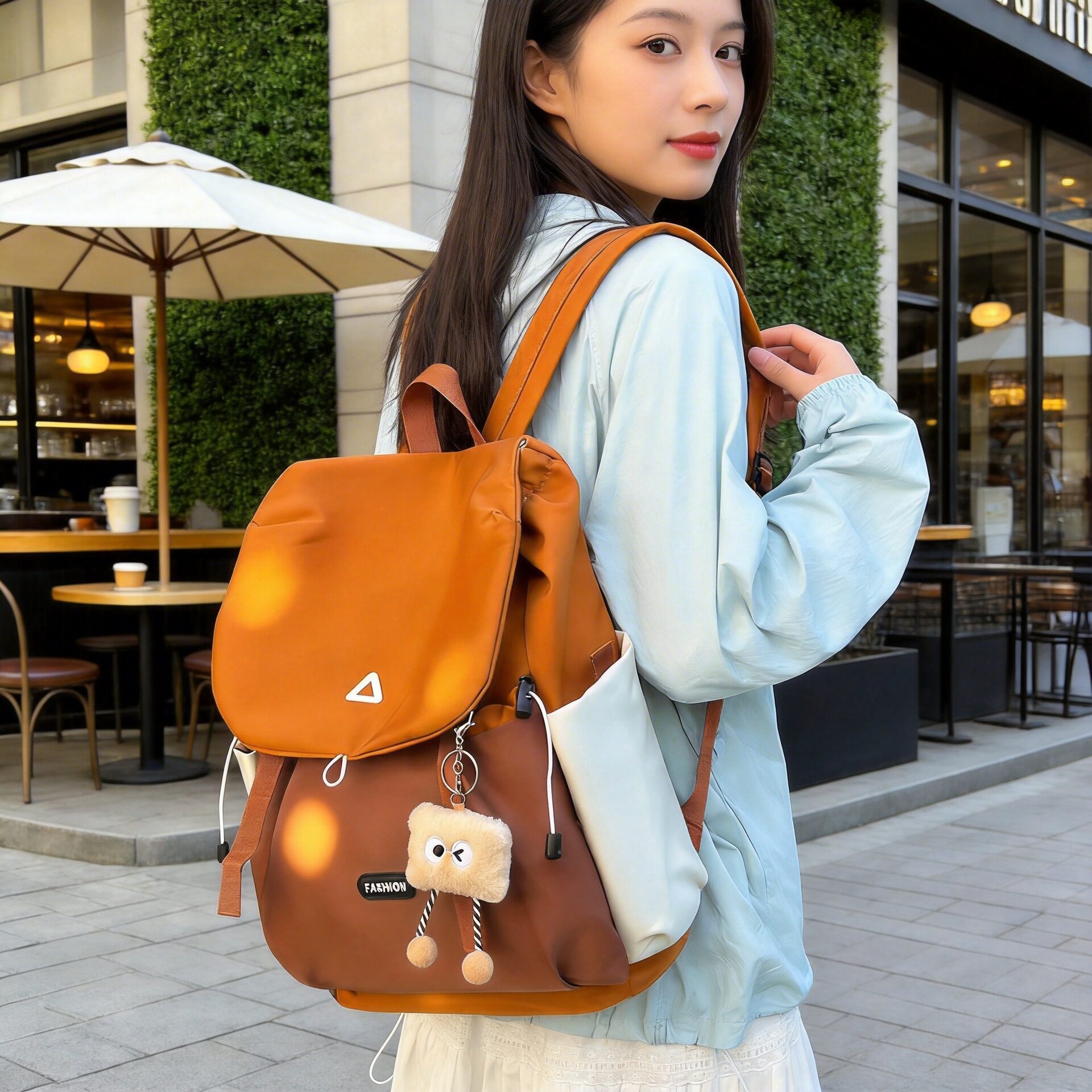 高颜值ins轻便双肩包女大容量初中生书包高中大学生户外旅行背包