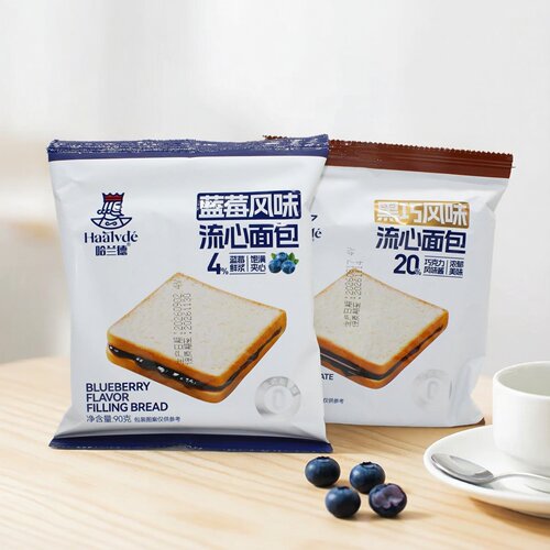 哈兰德流心面包90克蓝莓风味黑巧风味夹心面包代餐食品包邮