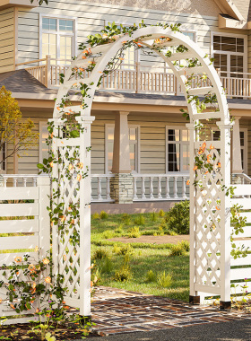 户外防腐木拱门花架花园院子植物月季爬藤架室外庭院弧形葡萄架子