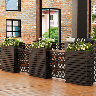 户外庭院防腐木花箱隔断花槽露台花园栅栏围栏花盆长条形花坛花架