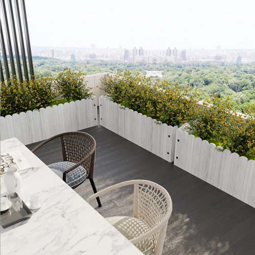 白色北欧风格阳台盆栽防腐木花箱