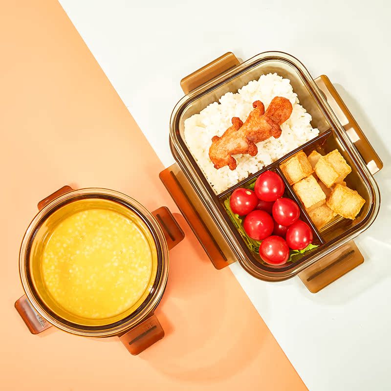 红金羽玻璃饭盒微波炉加热便当盒