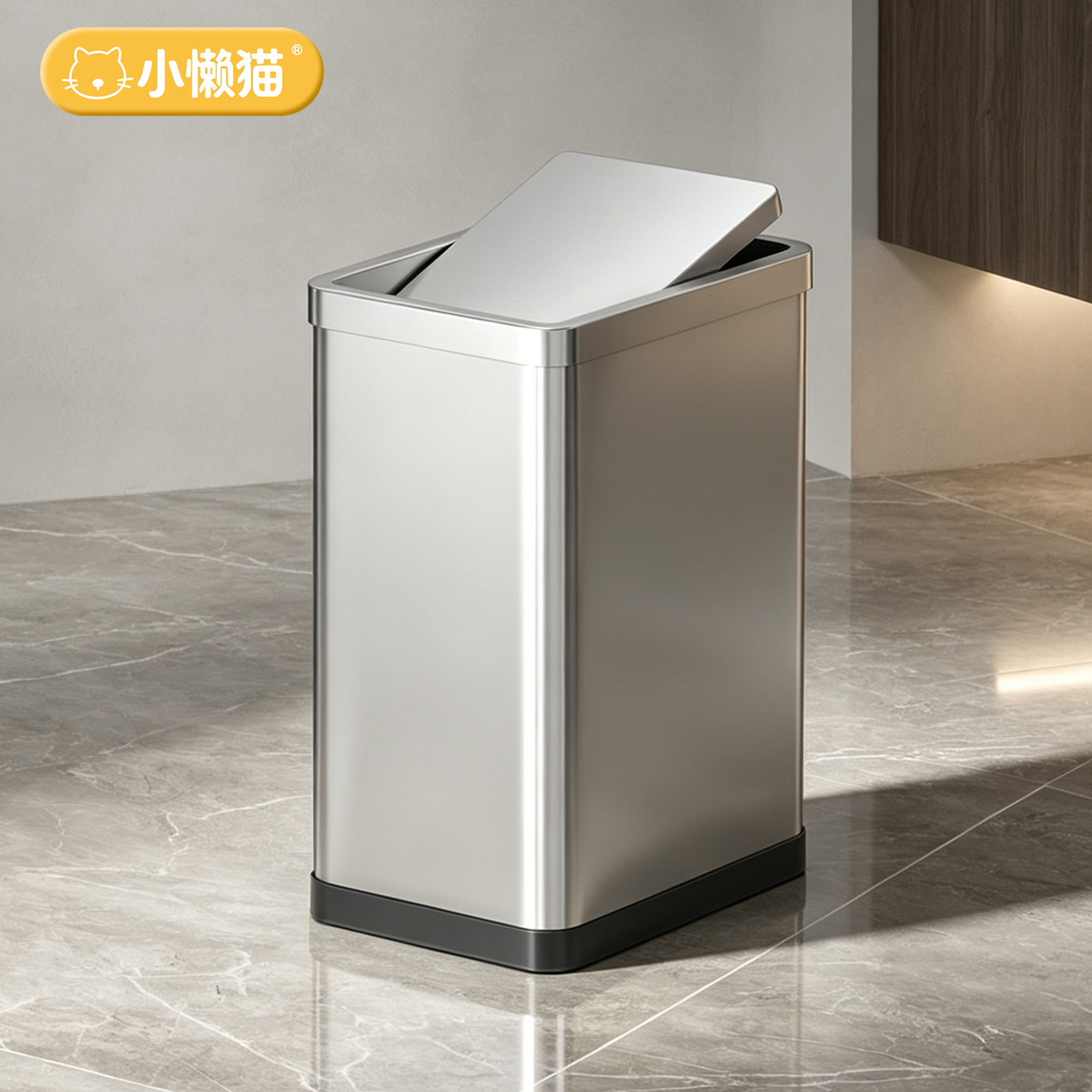 【高品质不锈钢】方形垃圾桶翻盖图片