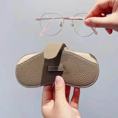 Soft Leather Glasses Bag Case Solid Sun Glasses Pouch Simple