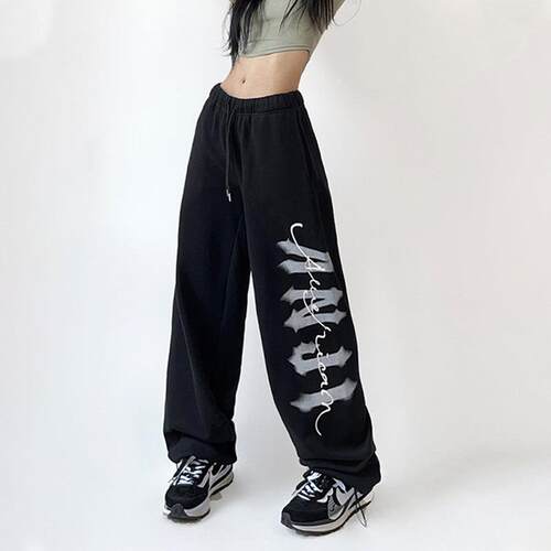 Kpop Sreetwear Black Jogger Sports Pants Women Hippie Haraju