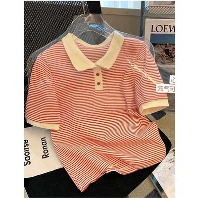 Pink stripe T-shirt women