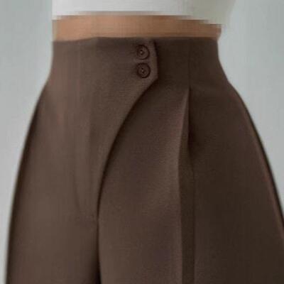 women slim straight leg pants with buttons for casual wear