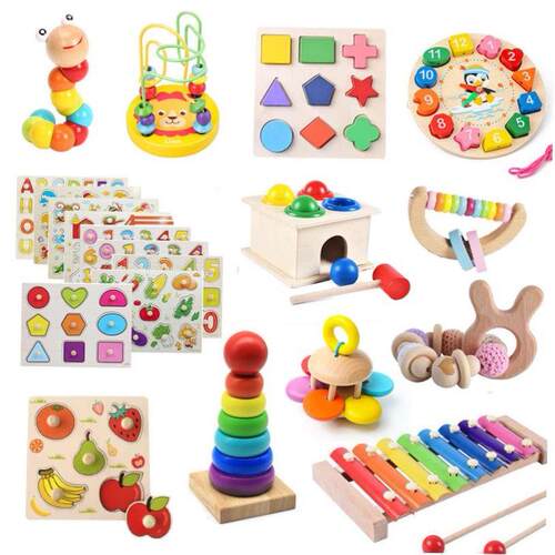 Montessori Baby Toys Kids 3D Wooden Puzzles Early Learning B