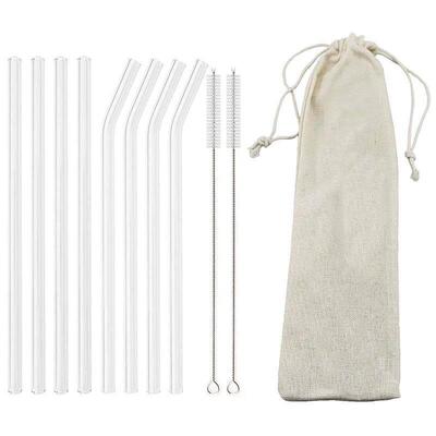 High Borosilicate Glass Straw Set Reusable Eco Friendly Drin