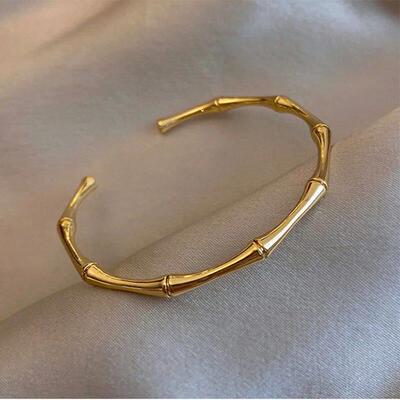 Stainless Steel Gold Color Bamboo Joint Bangles Trend Brace