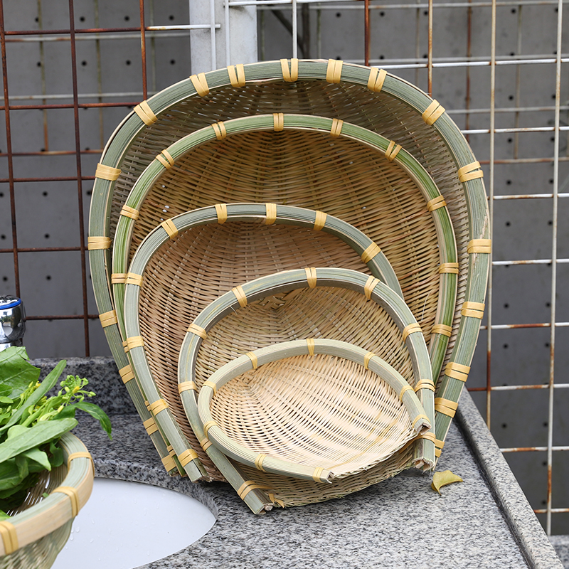 家用竹编馍筐厨房茶几收纳篮子