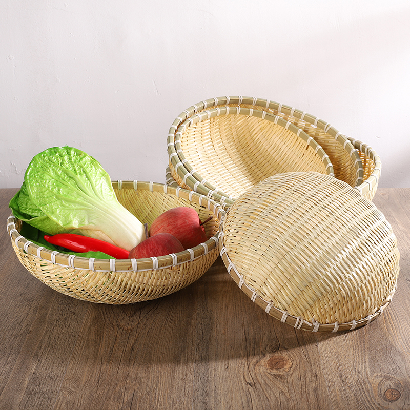 竹编洗菜圆筐,收纳簸箕