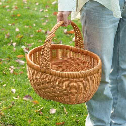 手工编织户外野餐篮古风拍照道具