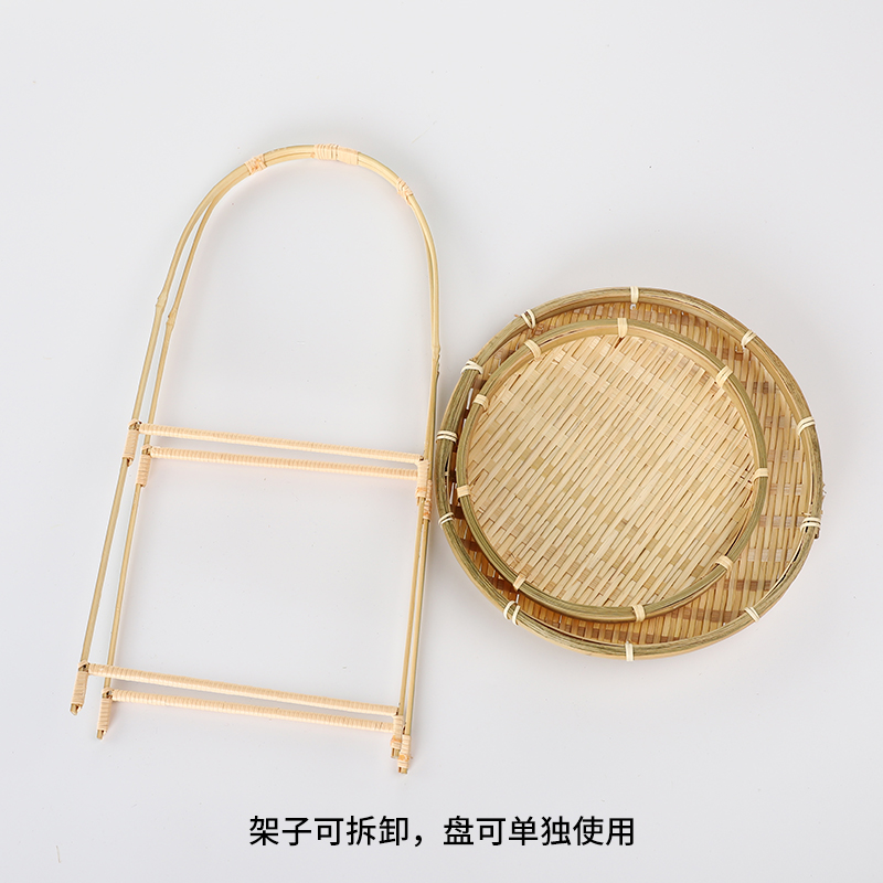 竹编吊篮干果篮茶道收纳篮子水果盘茶点篮竹盘点心手工竹篮竹制品