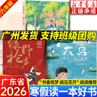 【新华书店正版】2026广东省寒假读一本好书书目阅读打卡六年级 绿野枪声 山雨后，菌子出 大鸟 小学生六年级课外阅读