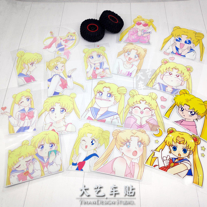 大艺车贴 卡通动漫痛 美少女战士水冰月二次元月野兔车窗汽车贴纸
