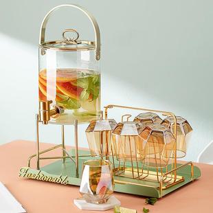 冷水壶带龙头大容量耐高温凉水壶家用果茶壶饮料桶果汁玻璃壶