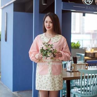家用廚房韓版 可愛公主女棉布防油長(zhǎng)袖 罩衣工作服做飯長(zhǎng)袖 圍裙 時(shí)尚