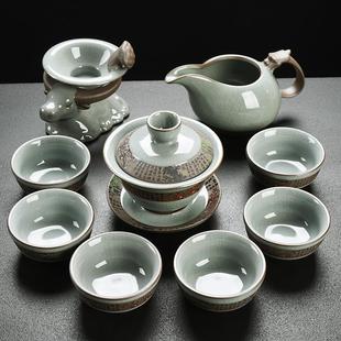 家用简约泡茶杯茶壶盖碗杯子茶艺客 7K1陶瓷哥窑功夫茶具套装
