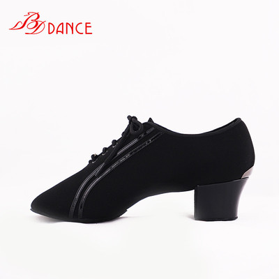 贝蒂旗舰店官方旗舰dance男拉丁舞鞋 贝蒂467牛津布 牛皮中跟