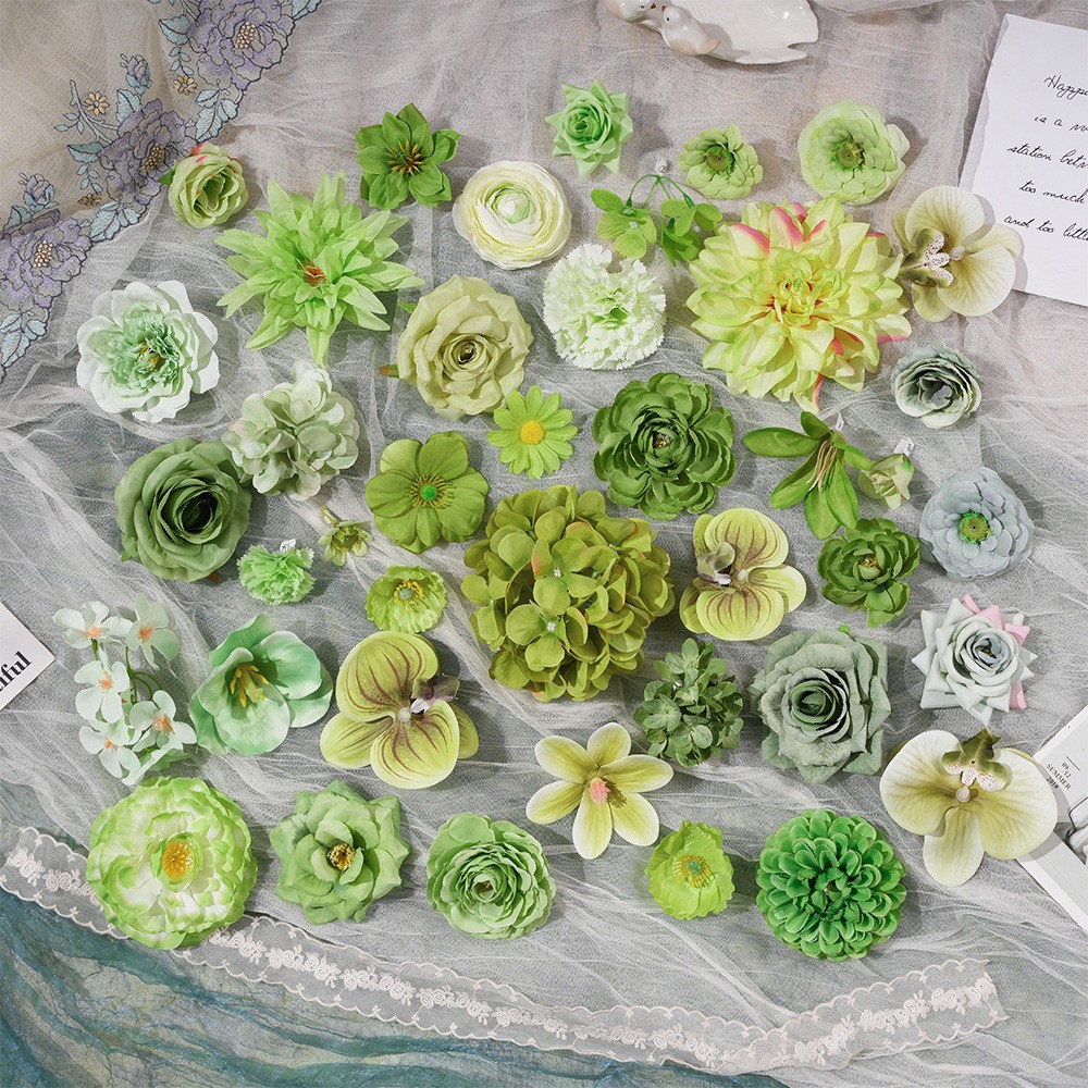 绿色系仿真花头 痛包谷美拍摄道具古风服装配件diy手工材料假花