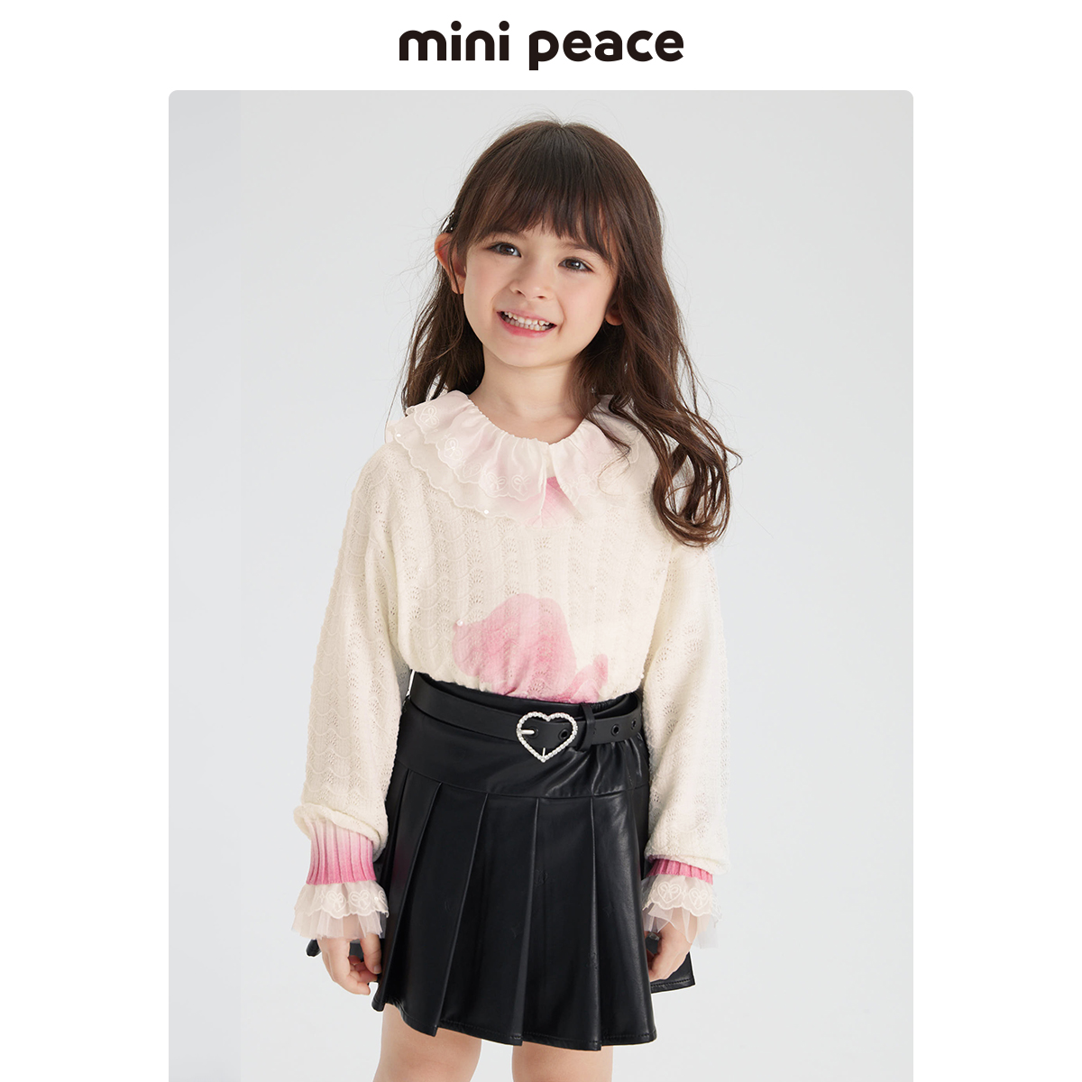 【专柜同款】minipeace太平鸟童装春秋女童毛套衫毛衣上装儿童