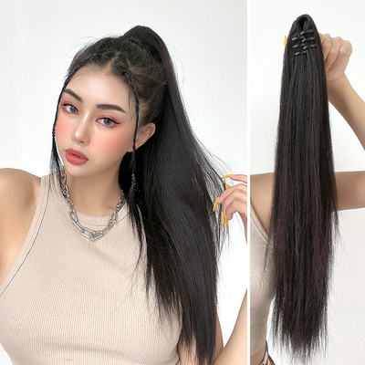 taobao agent Wig ponytail female grabbing super long temperament naturally realistic net red braid long hair ultra -light high ponytail long straight hair