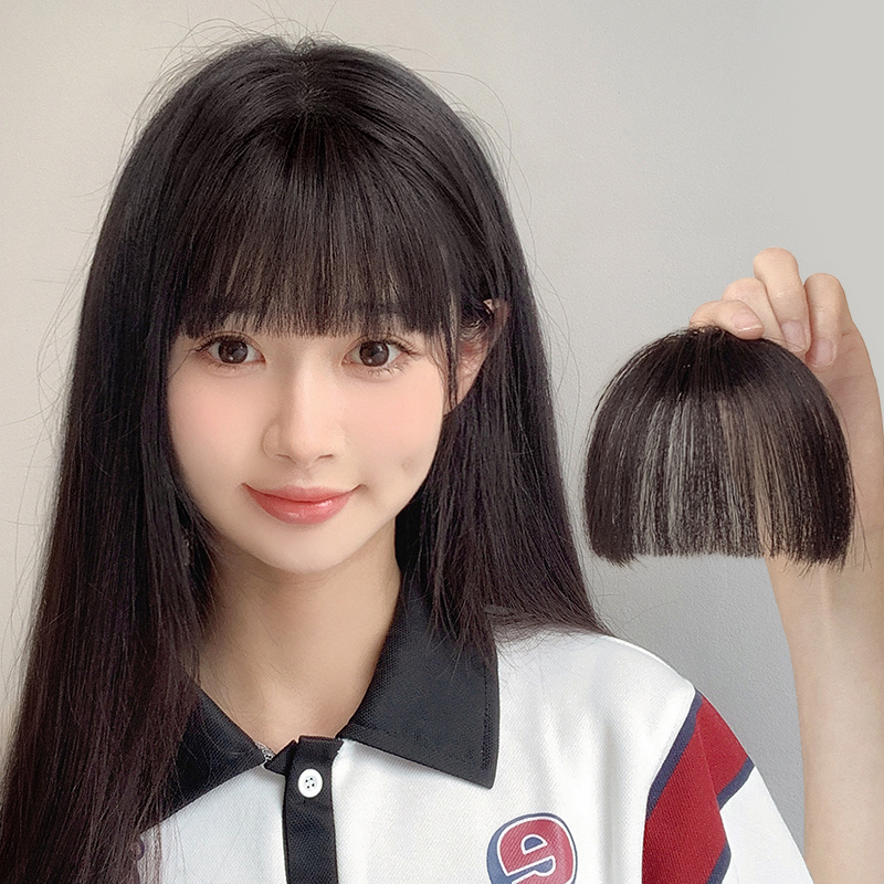 漫画刘海假发女自然前额真发隐形假刘海遮发际线空气齐刘海假发片