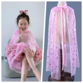 儿童披风冰雪奇缘艾莎安娜雪花纱披肩斗篷小女孩公主表演仙女礼物