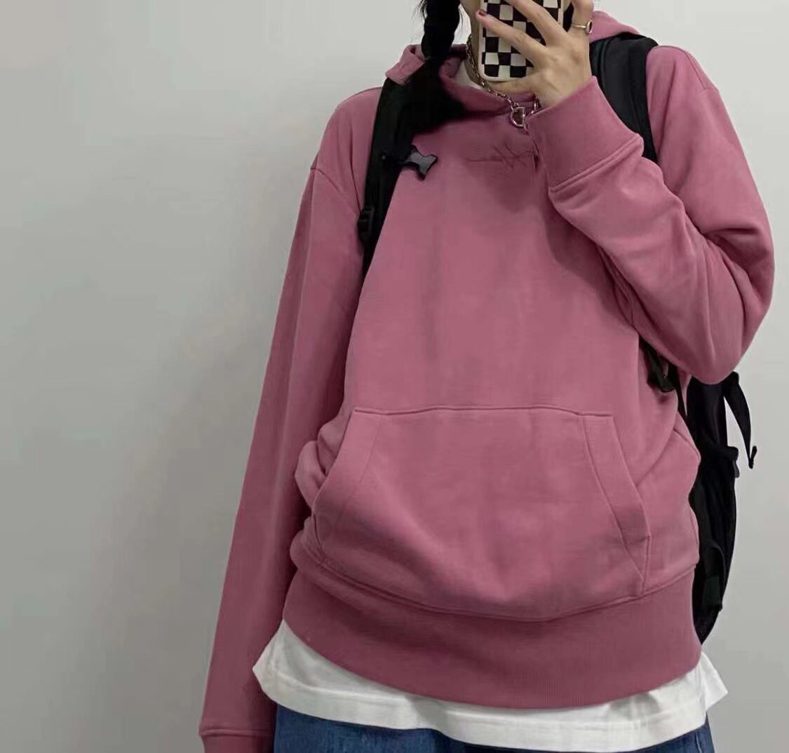 小海鸥男女同款线圈连帽卫衣多色蔓越莓粉柠檬黄湖绿色断码特价清