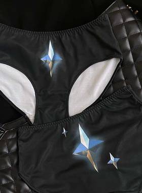 MISS FUNKY金属星内裤女纯棉内裆少女黑色纯欲中腰印花简约三角裤