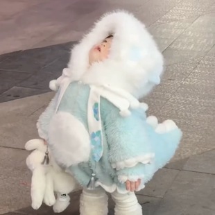 宝宝可爱毛绒小恐龙演出拜年服女童冬装加绒加厚动物服装表演服装