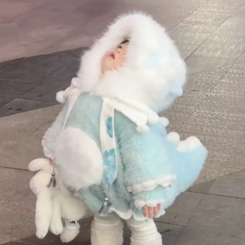 宝宝可爱毛绒小恐龙演出拜年服