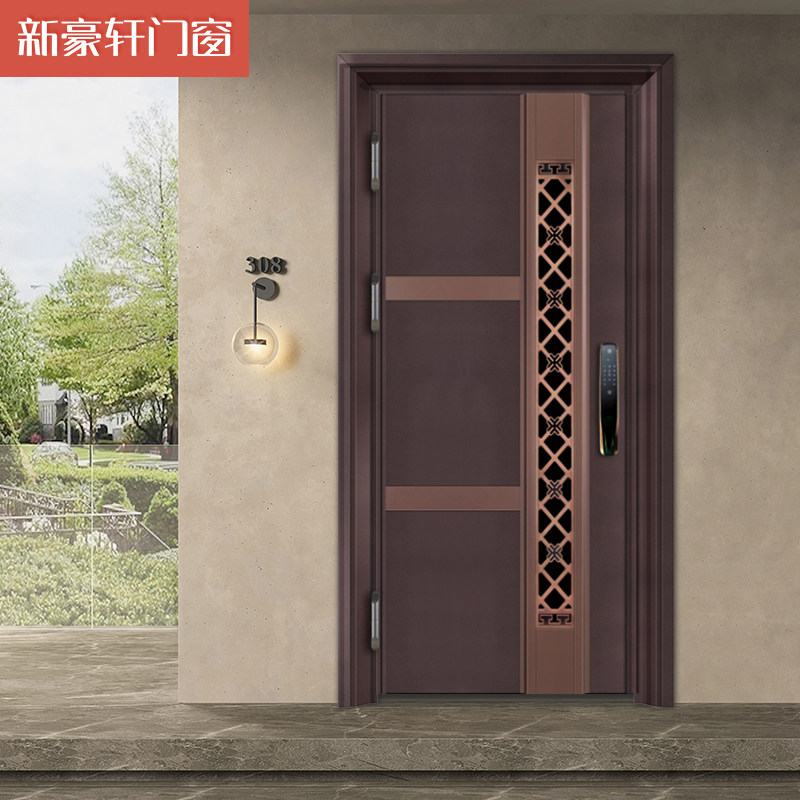 新豪轩大门进户门XHX-21009不锈钢轻奢入户防盗门家用单门隔音门_虎窝淘