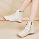 女高帮小白鞋 2026秋冬中年妈妈鞋 软底防滑新款 侧拉链短靴真皮女鞋