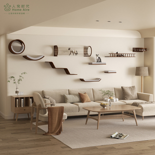 Home Aire猫角落猫爬架墙壁式小户型不占地猫窝北美黑胡桃猫跑道