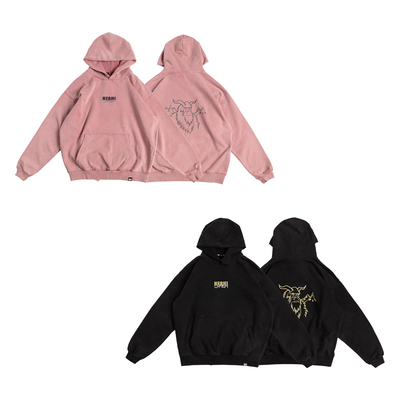 圣山服饰原创设计水洗做旧连帽衫宽松中性版型潮流四季穿搭卫衣