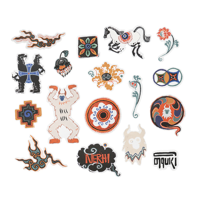 圣山2025秋冬阿里系列贴纸套装壁画岩画电脑头盔车贴手帐装饰贴纸