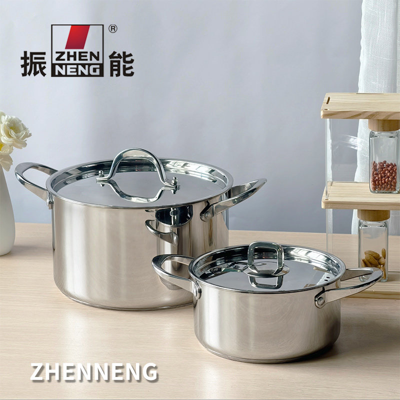 振能304不锈钢加厚复底汤锅熬汤煮粥煮面条下饺子双耳全钢盖炖锅