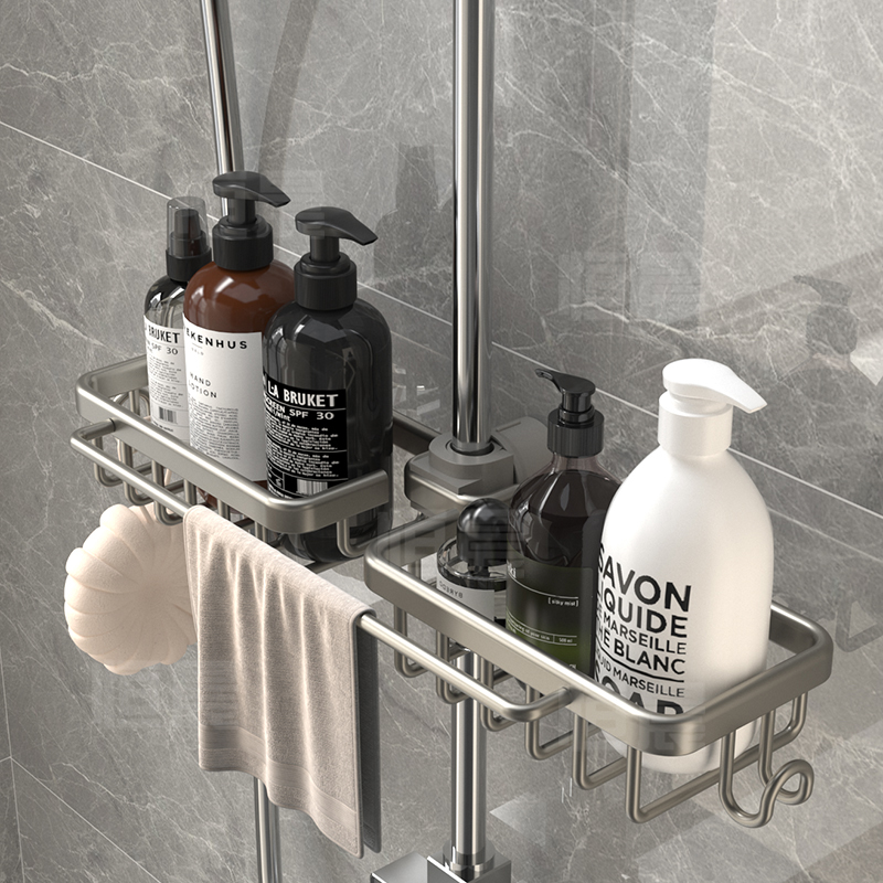 卫浴花洒置物架浴室免打孔太空铝卫生间淋浴