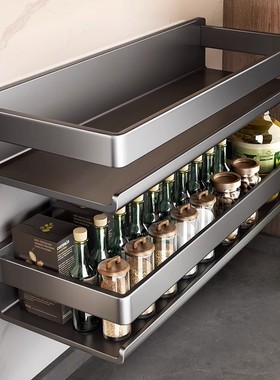 枪灰厨房置物架免打孔调味料架上墙壁挂式多功能调料品墙上收纳架