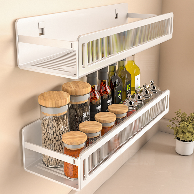 免打孔厨房置物架调味料品罐收纳
