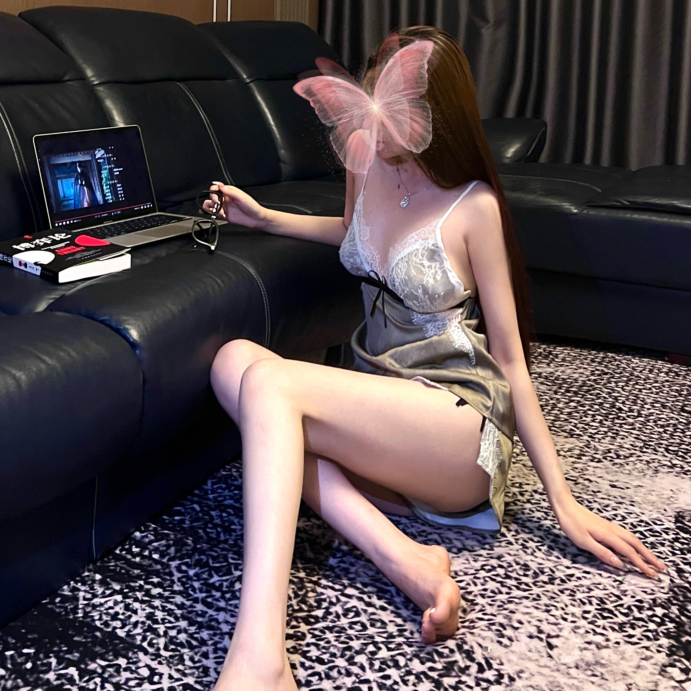 绿色性感纯欲风吊带睡裙睡衣夏季