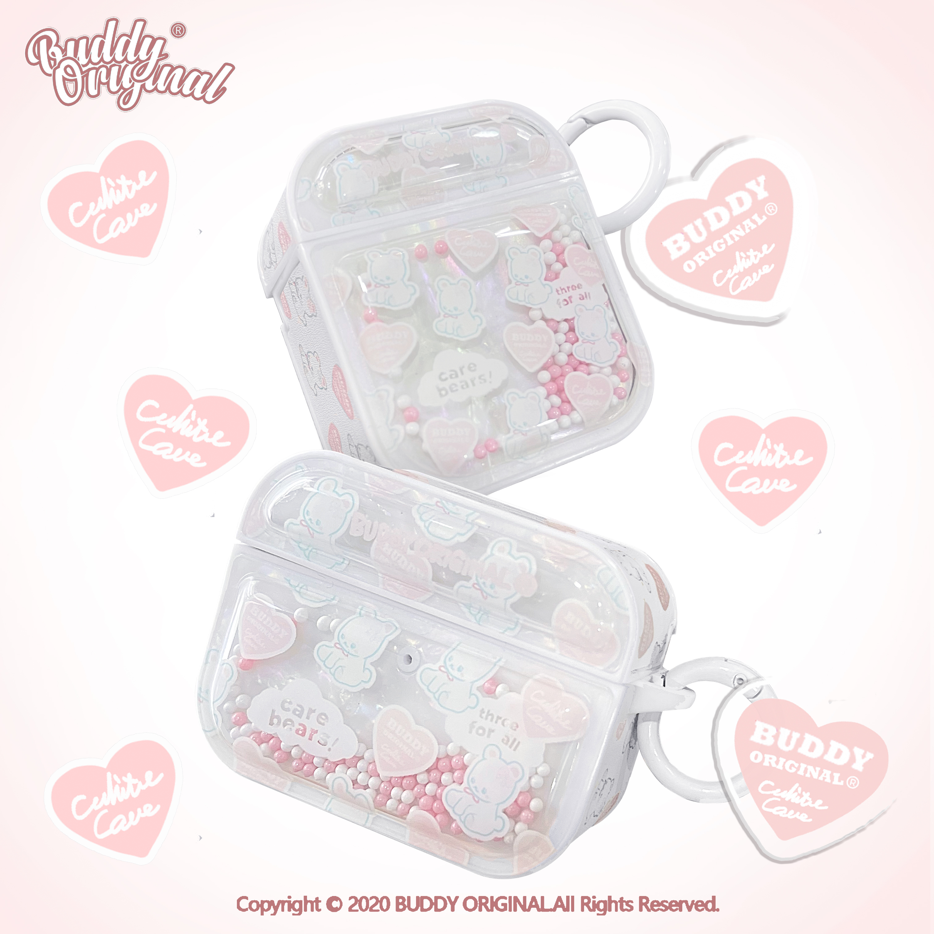 BUDDY原创小熊爱心适用airpods3代pro耳机保护套软壳苹果苹果耳机保护壳1/2代可爱全包4代