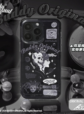 BUDDY原创黑色女王重置版双层适用iphone15promax手机壳苹果16promax新款13华为mate60pro高级14pro软壳12