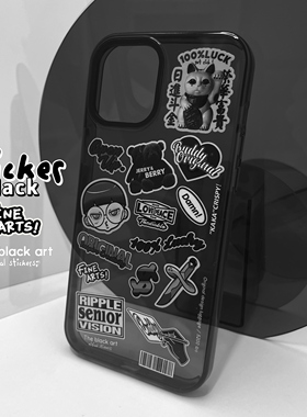 BUDDY原创黑色贴纸适用iphone15手机壳个性14promax苹果13高级12