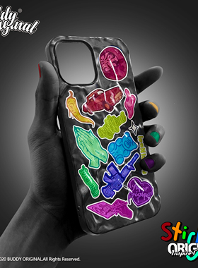 BUDDY原创黑色波纹适用苹果12高级iphone13手机壳11promax新款女