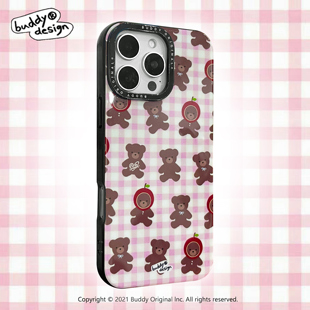 BUDDY原创磁吸可爱苹果熊适用iphone16promax手机壳苹果15pro高级14promax保护套13新款 16格纹小熊卡通