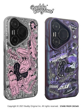 BUDDY原创波纹贴纸紫色适用华为pura70pro手机壳新款P70 pro+高级70Ultra保护套个性