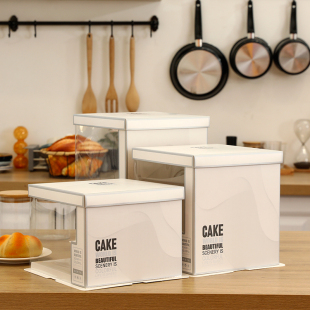 盒单双层加高定制批 12寸半透明生日蛋糕盒子包装 发 新款